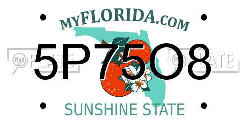 5P75O8 Florida License Plate