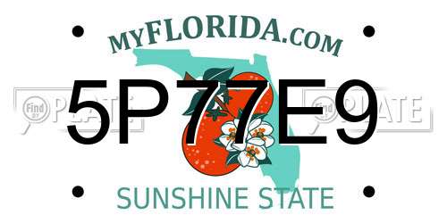 5P77E9 Florida License Plate