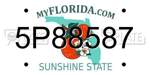 5P88587 Florida License Plate