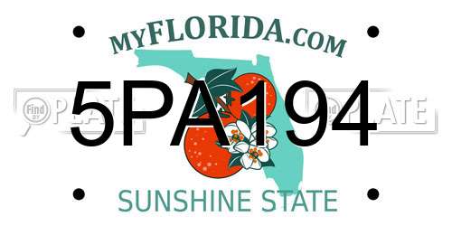 5PA194 Florida License Plate