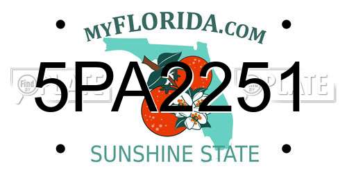 5PA2251 Florida License Plate