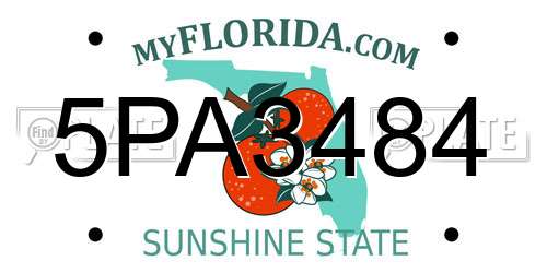 5PA3484 Florida License Plate