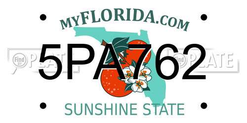 5PA762 Florida License Plate
