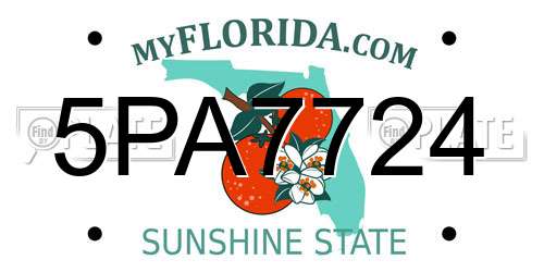 5PA7724 Florida License Plate