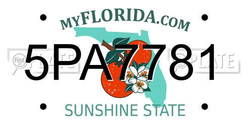 5PA7781 Florida License Plate
