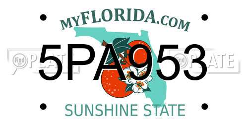5PA953 Florida License Plate