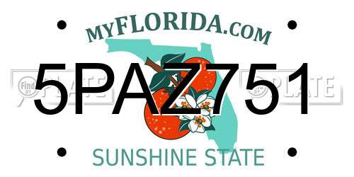 5PAZ751 Florida License Plate