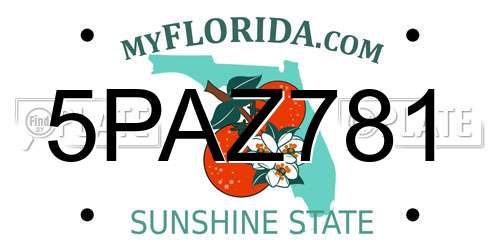 5PAZ781 Florida License Plate