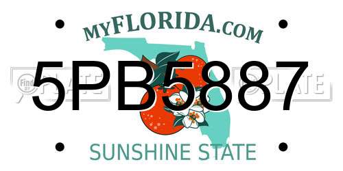 5PB5887 Florida License Plate