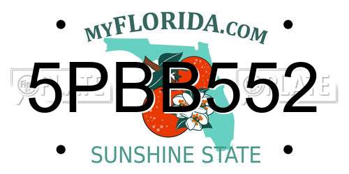 5PBB552 Florida License Plate