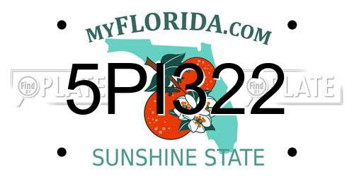5PI322 Florida License Plate