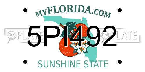 5PI492 Florida License Plate