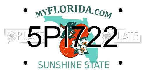 5PI722 Florida License Plate