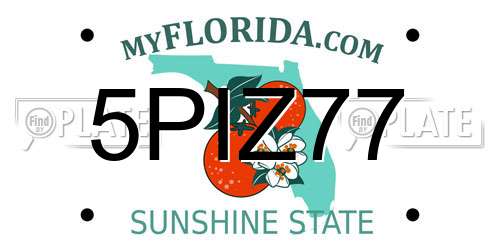 5PIZ77 Florida License Plate
