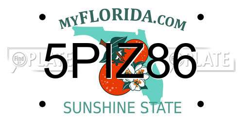 5PIZ86 Florida License Plate