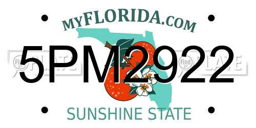 5PM2922 Florida License Plate
