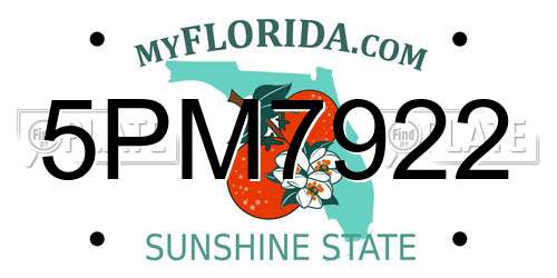 5PM7922 Florida License Plate