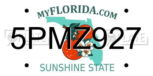 5PMZ927 Florida License Plate