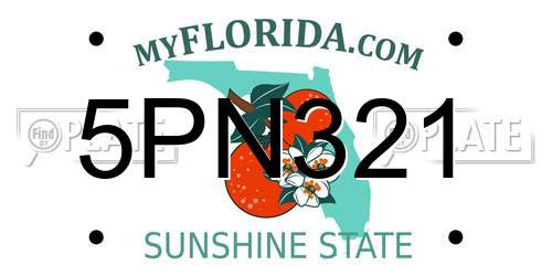 5PN321 Florida License Plate