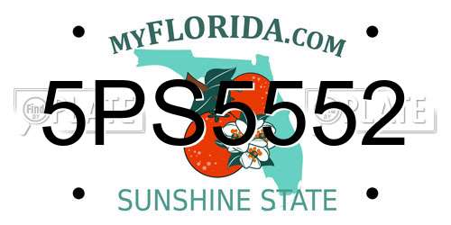 5PS5552 Florida License Plate
