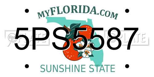 5PS5587 Florida License Plate