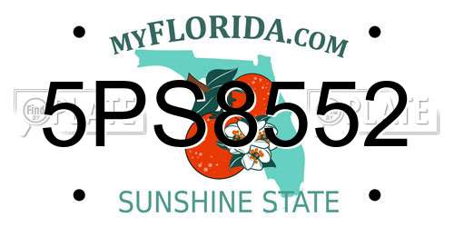 5PS8552 Florida License Plate