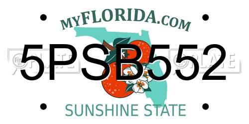 5PSB552 Florida License Plate