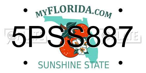 5PSS887 Florida License Plate