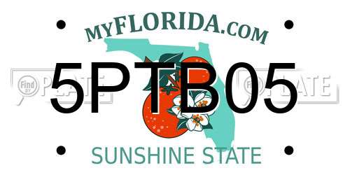 5PTB05 Florida License Plate