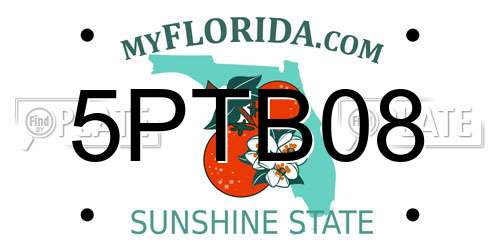 5PTB08 Florida License Plate