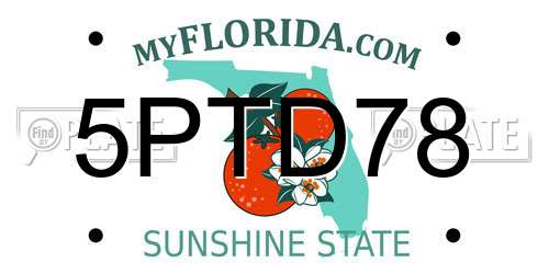 5PTD78 Florida License Plate