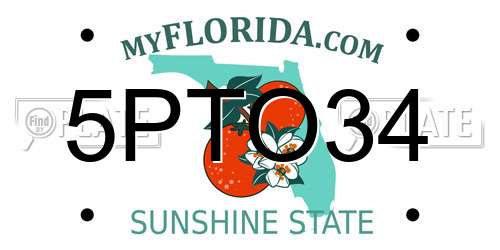 5PTO34 Florida License Plate