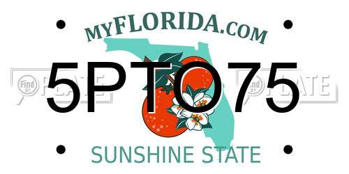 5PTO75 Florida License Plate