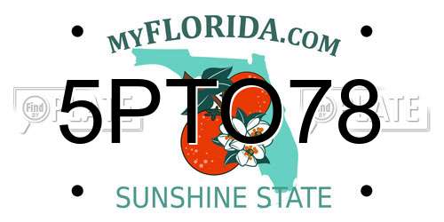 5PTO78 Florida License Plate