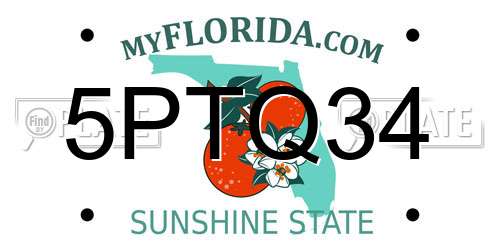 5PTQ34 Florida License Plate