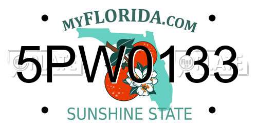 5PW0133 Florida License Plate