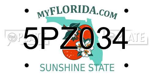 5PZ034 Florida License Plate