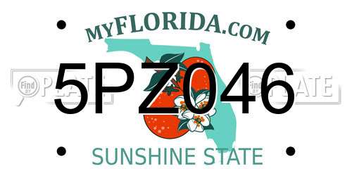 5PZ046 Florida License Plate