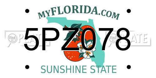5PZ078 Florida License Plate