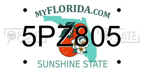 5PZ805 Florida License Plate