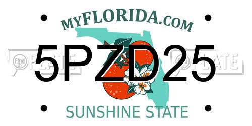 5PZD25 Florida License Plate