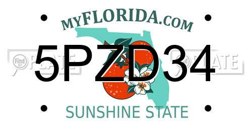 5PZD34 Florida License Plate