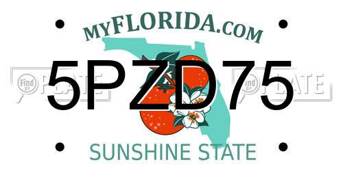 5PZD75 Florida License Plate