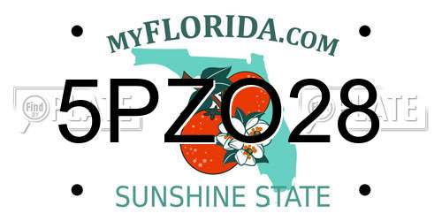 5PZO28 Florida License Plate