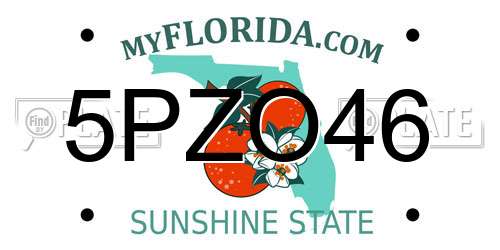 5PZO46 Florida License Plate