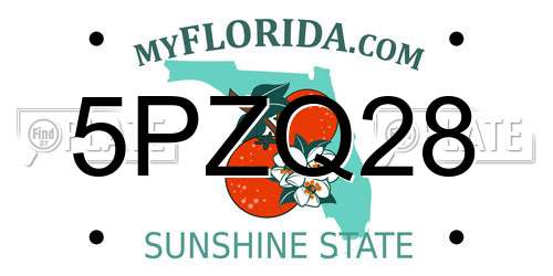 5PZQ28 Florida License Plate