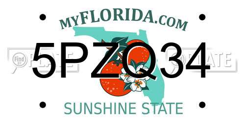 5PZQ34 Florida License Plate