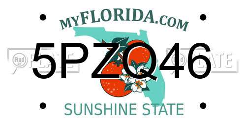 5PZQ46 Florida License Plate