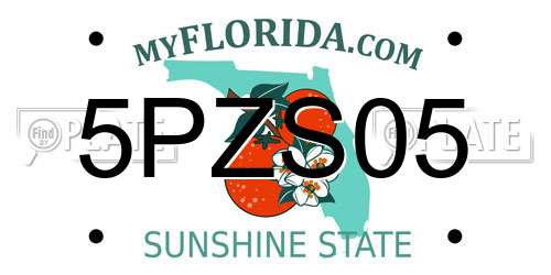 5PZS05 Florida License Plate