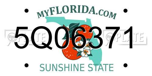 5Q06371 Florida License Plate